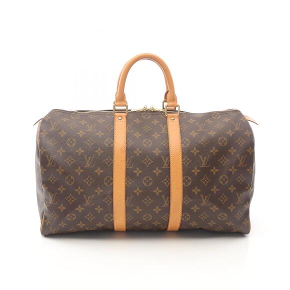 Louis Vuitton Keepall Monogram Boston Bag Canvas Leather Brown main image 2